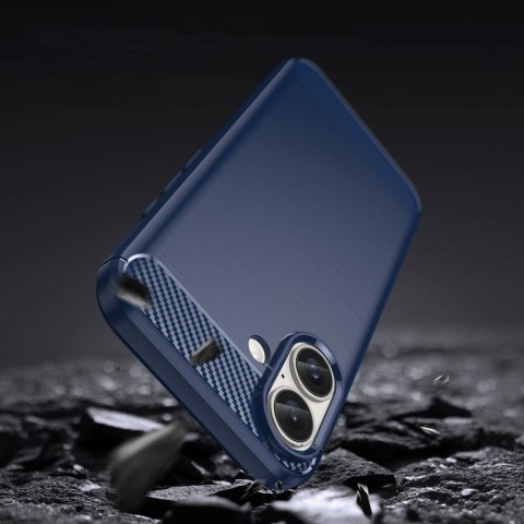 Etui silikonowe Carbon Case do iPhone 16 Plus - niebieskie Etui silikonowe Carbon Case do iPhone 16 Plus - niebieskie