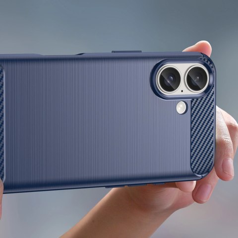 Etui silikonowe Carbon Case do iPhone 16 Plus - niebieskie Etui silikonowe Carbon Case do iPhone 16 Plus - niebieskie