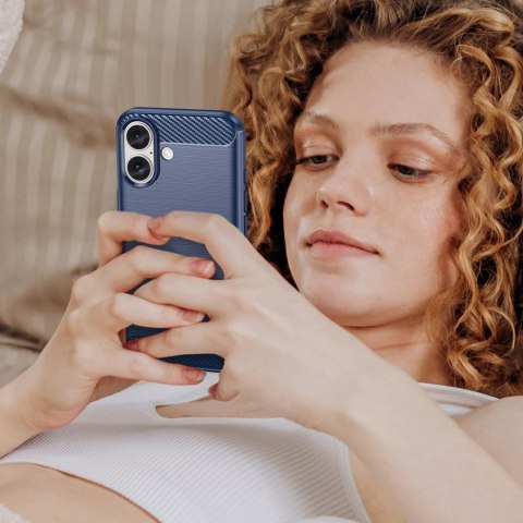 Etui silikonowe Carbon Case do iPhone 16 Plus - niebieskie Etui silikonowe Carbon Case do iPhone 16 Plus - niebieskie