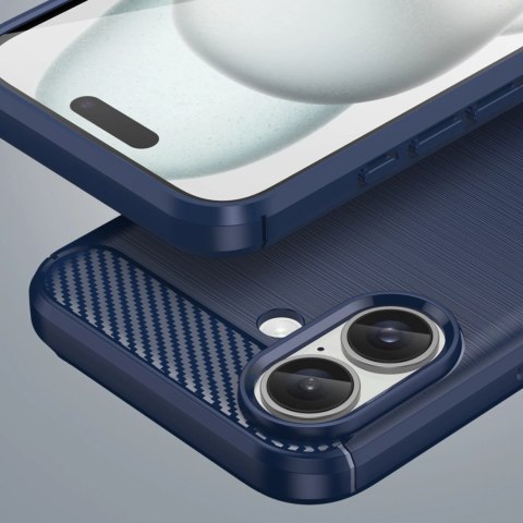 Etui silikonowe Carbon Case do iPhone 16 Plus - niebieskie Etui silikonowe Carbon Case do iPhone 16 Plus - niebieskie