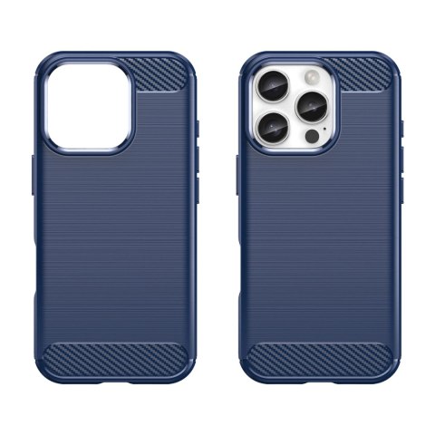 Etui silikonowe Carbon Case do iPhone 16 Pro Max - niebieskie Etui silikonowe Carbon Case do iPhone 16 Pro Max - niebieskie