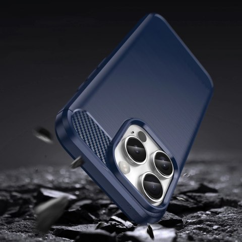 Etui silikonowe Carbon Case do iPhone 16 Pro Max - niebieskie Etui silikonowe Carbon Case do iPhone 16 Pro Max - niebieskie