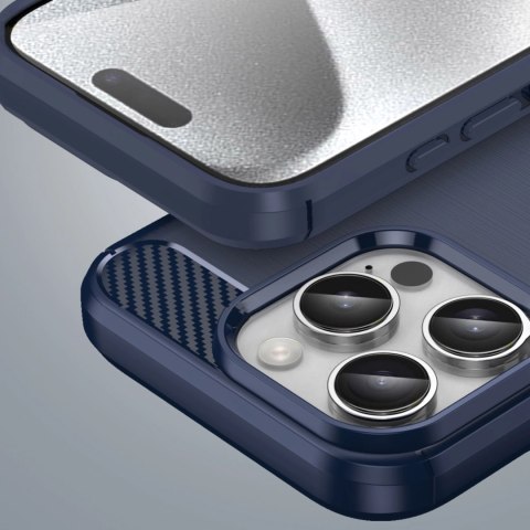 Etui silikonowe Carbon Case do iPhone 16 Pro Max - niebieskie Etui silikonowe Carbon Case do iPhone 16 Pro Max - niebieskie