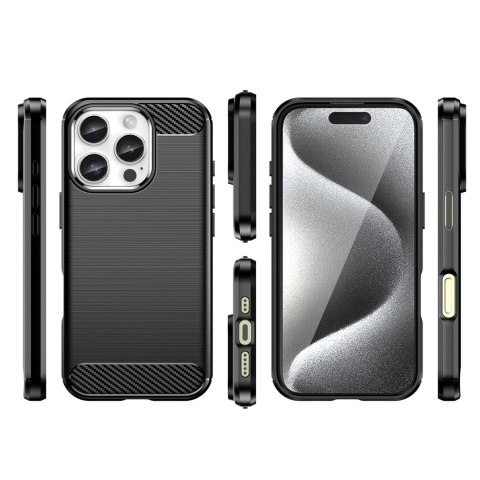 Etui silikonowe Carbon Case do iPhone 16 Pro - czarne Etui silikonowe Carbon Case do iPhone 16 Pro - czarne