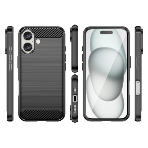 Etui silikonowe Carbon Case do iPhone 16 - czarne Etui silikonowe Carbon Case do iPhone 16 - czarne