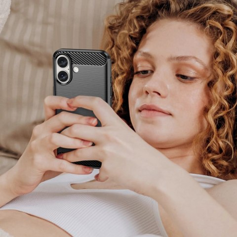 Etui silikonowe Carbon Case do iPhone 16 - czarne Etui silikonowe Carbon Case do iPhone 16 - czarne