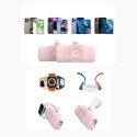 Mini powerbank Wozinsky WF16-YCS 5000mAh 15W USB-C z wbudowanym kablem USB-C i ładowarką do Apple Watch - różowy