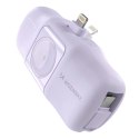 Mini powerbank Wozinsky WF16-YLS 5000mAh 15W Lightning z wbudowanym kablem USB-C i ładowarką do Apple Watch - fioletowy Mini powerbank Wozinsky WF16-YLS 5000mAh 15W Lightning z wbudowanym kablem USB-C i ładowarką do Apple Watch - fioletowy