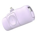 Mini powerbank Wozinsky WF16-YLS 5000mAh 15W Lightning z wbudowanym kablem USB-C i ładowarką do Apple Watch - fioletowy Mini powerbank Wozinsky WF16-YLS 5000mAh 15W Lightning z wbudowanym kablem USB-C i ładowarką do Apple Watch - fioletowy