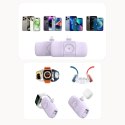 Mini powerbank Wozinsky WF16-YLS 5000mAh 15W Lightning z wbudowanym kablem USB-C i ładowarką do Apple Watch - fioletowy Mini powerbank Wozinsky WF16-YLS 5000mAh 15W Lightning z wbudowanym kablem USB-C i ładowarką do Apple Watch - fioletowy