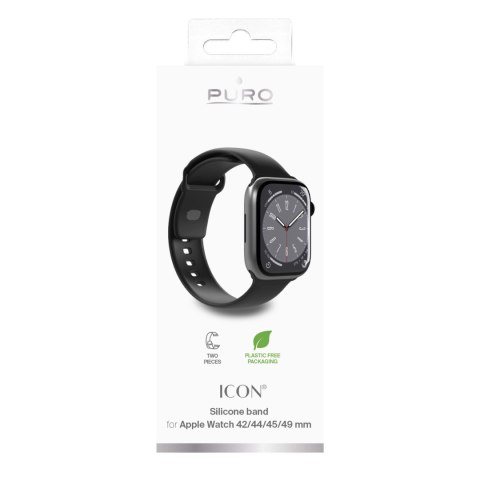 Pasek silikonowy Puro Icon do Apple Watch 42 / 44 / 45 / 49 mm - czarny (2 szt.) Pasek silikonowy Puro Icon do Apple Watch 42 / 44 / 45 / 49 mm - czarny (2 szt.)