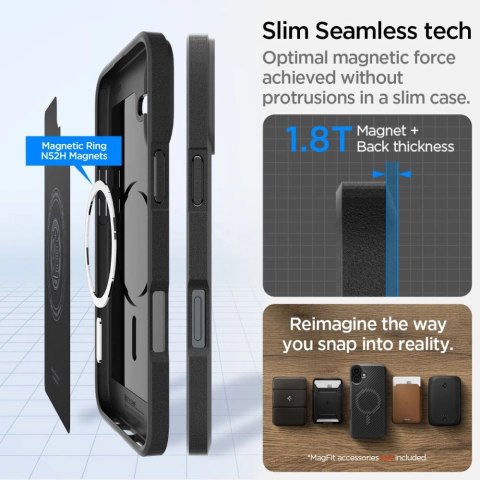 Etui Spigen Core Armor Mag z MagSafe na iPhone 16 - czarny mat Etui Spigen Core Armor Mag z MagSafe na iPhone 16 - czarny mat