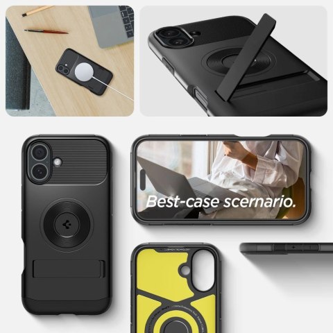 Etui Spigen Slim Armor MagSafe na iPhone 16 - czarne Etui Spigen Slim Armor MagSafe na iPhone 16 - czarne