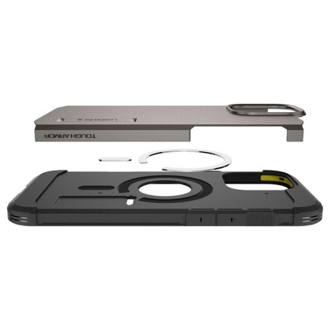 Etui Spigen Tough Armor MagSafe z podstawką na iPhone 16 Pro - gunmetal Etui Spigen Tough Armor MagSafe z podstawką na iPhone 16 Pro - gunmetal