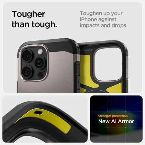 Etui Spigen Tough Armor MagSafe z podstawką na iPhone 16 Pro - gunmetal Etui Spigen Tough Armor MagSafe z podstawką na iPhone 16 Pro - gunmetal