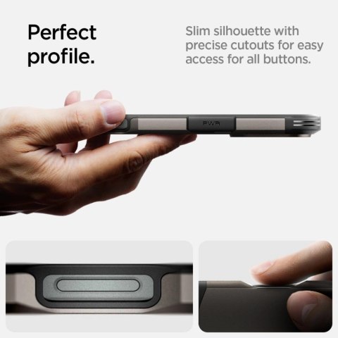 Etui Spigen Tough Armor MagSafe z podstawką na iPhone 16 Pro - gunmetal Etui Spigen Tough Armor MagSafe z podstawką na iPhone 16 Pro - gunmetal