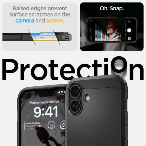 Etui Spigen Tough Armor MagSafe z podstawką na iPhone 16 - czarne Etui Spigen Tough Armor MagSafe z podstawką na iPhone 16 - czarne