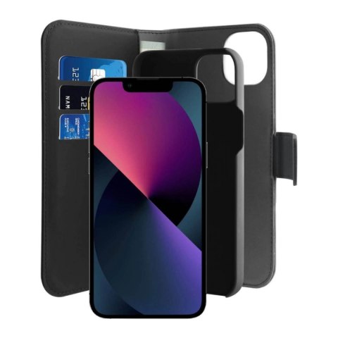 Etui z ekoskóry Puro Wallet Detachable MagSafe 2w1 z klapką i portfelem do iPhone 14 / 13 - czarne Etui z ekoskóry Puro Wallet Detachable MagSafe 2w1 z klapką i portfelem do iPhone 14 / 13 - czarne
