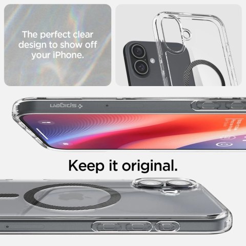 Spigen Ultra Hybrid MagSafe Carbon Fiber na iPhone 16 - ciemnoszare Spigen Ultra Hybrid MagSafe Carbon Fiber na iPhone 16 - ciemnoszare