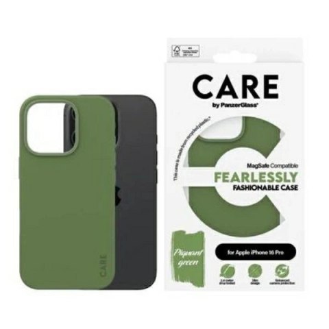 Etui CARE by PanzerGlass Fashion Case z MagSafe na iPhone 16 Pro - zielone Etui CARE by PanzerGlass Fashion Case z MagSafe na iPhone 16 Pro - zielone