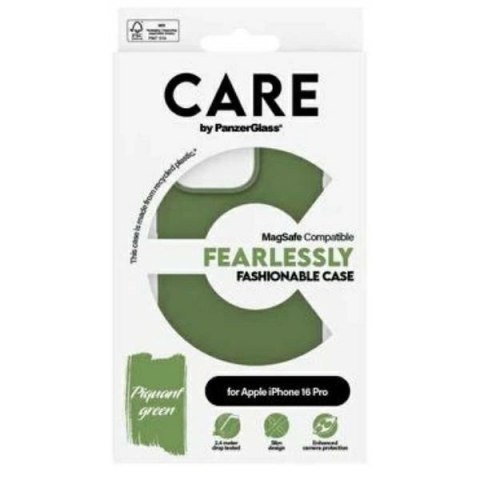 Etui CARE by PanzerGlass Fashion Case z MagSafe na iPhone 16 Pro - zielone Etui CARE by PanzerGlass Fashion Case z MagSafe na iPhone 16 Pro - zielone