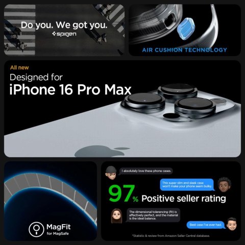 Etui Spigen Enzo Aramid Mag z MagSafe na iPhone 16 Pro Max - czarno-srebrne Etui Spigen Enzo Aramid Mag z MagSafe na iPhone 16 Pro Max - czarno-srebrne