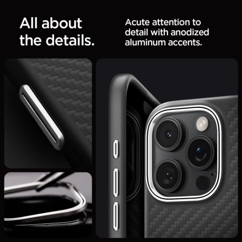 Etui Spigen Enzo Aramid Mag z MagSafe na iPhone 16 Pro Max - czarno-srebrne Etui Spigen Enzo Aramid Mag z MagSafe na iPhone 16 Pro Max - czarno-srebrne
