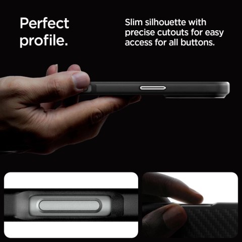 Etui Spigen Enzo Aramid Mag z MagSafe na iPhone 16 Pro Max - czarno-srebrne Etui Spigen Enzo Aramid Mag z MagSafe na iPhone 16 Pro Max - czarno-srebrne