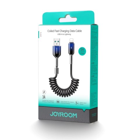 Kabel spiralny Joyroom S-A43 Crystal-Clear Series 3A USB-A - Lightning 1,5m - czarny Kabel spiralny Joyroom S-A43 Crystal-Clear Series 3A USB-A - Lightning 1,5m - czarny
