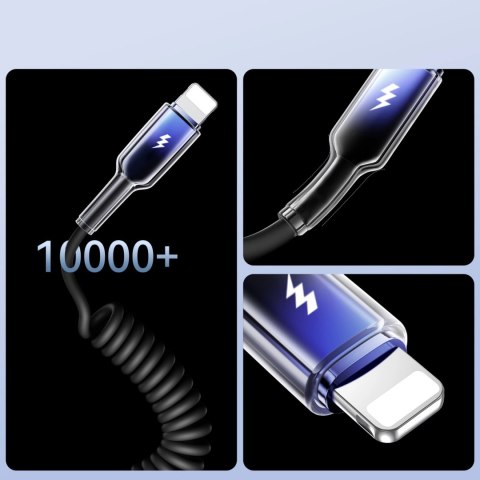 Kabel spiralny Joyroom S-A43 Crystal-Clear Series 3A USB-A - Lightning 1,5m - czarny Kabel spiralny Joyroom S-A43 Crystal-Clear Series 3A USB-A - Lightning 1,5m - czarny