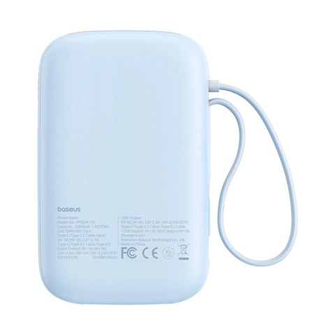 Powerbank Baseus QPow 2 30W 10000mAh z wbudowanymi kablami USB-C - niebieski Powerbank Baseus QPow 2 30W 10000mAh z wbudowanymi kablami USB-C - niebieski