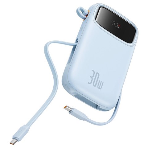 Powerbank Baseus QPow 2 30W 10000mAh z wbudowanymi kablami USB-C - niebieski Powerbank Baseus QPow 2 30W 10000mAh z wbudowanymi kablami USB-C - niebieski
