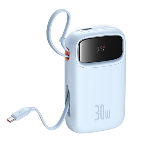 Powerbank Baseus QPow 2 30W 10000mAh z wbudowanymi kablami USB-C - niebieski Powerbank Baseus QPow 2 30W 10000mAh z wbudowanymi kablami USB-C - niebieski