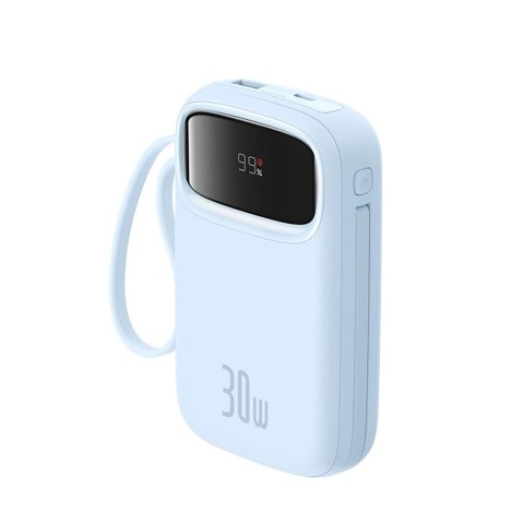 Powerbank Baseus QPow 2 30W 10000mAh z wbudowanymi kablami USB-C - niebieski Powerbank Baseus QPow 2 30W 10000mAh z wbudowanymi kablami USB-C - niebieski