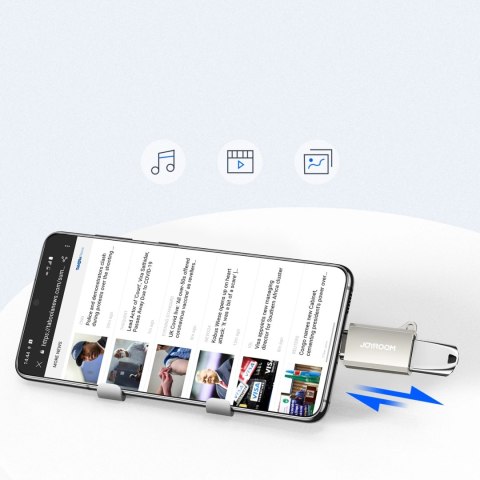 Adapter Joyroom S-H151 USB-C (męski) / USB-A (żeński) z oczkiem na smycz - srebrny Adapter Joyroom S-H151 USB-C (męski) / USB-A (żeński) z oczkiem na smycz - srebrny