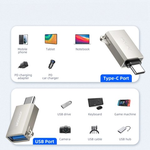 Adapter Joyroom S-H151 USB-C (męski) / USB-A (żeński) z oczkiem na smycz - srebrny Adapter Joyroom S-H151 USB-C (męski) / USB-A (żeński) z oczkiem na smycz - srebrny