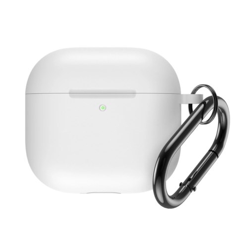Etui silikonowe na Airpods 4 z karabińczykiem - białe Etui silikonowe na Airpods 4 z karabińczykiem - białe