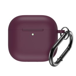 Etui silikonowe na Airpods 4 z karabińczykiem - bordowe