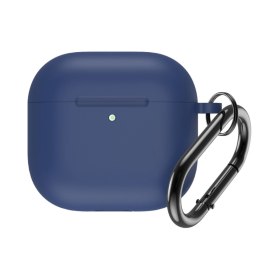 Etui silikonowe na Airpods 4 z karabińczykiem - niebieskie