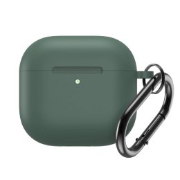 Etui silikonowe na Airpods 4 z karabińczykiem - zielone