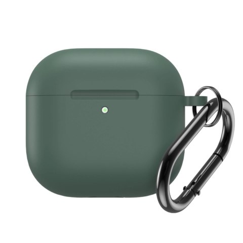 Etui silikonowe na Airpods 4 z karabińczykiem - zielone Etui silikonowe na Airpods 4 z karabińczykiem - zielone