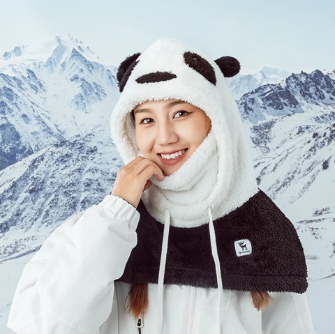 Kominiarka narciarska Qunature Panda dla dzieci/dorosłych rozmiar M - czarna/biała Kominiarka narciarska Qunature Panda dla dzieci/dorosłych rozmiar M - czarna/biała