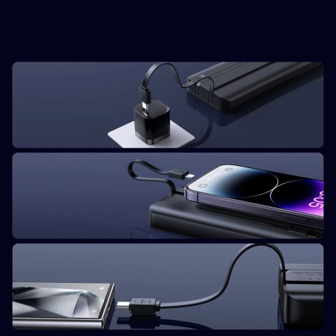 Powerbank Joyroom JR-PBF19 22.5W 10000mAh z dwoma wbudowanymi kablami - czarny Powerbank Joyroom JR-PBF19 22.5W 10000mAh z dwoma wbudowanymi kablami - czarny