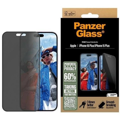 Szkło hartowane PanzerGlass Privacy Screen Protector Ultra-Wide Fit na iPhone 16 Plus Szkło hartowane PanzerGlass Privacy Screen Protector Ultra-Wide Fit na iPhone 16 Plus