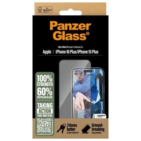 Szkło hartowane PanzerGlass Screen Protector Ultra-Wide Fit na iPhone 16 Plus Szkło hartowane PanzerGlass Screen Protector Ultra-Wide Fit na iPhone 16 Plus