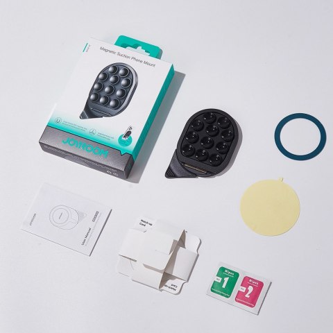 Uchwyt na smartfona z podstawką i przyssawkami Joyroom JR-ZS418 z MagSafe - czarny Uchwyt na smartfona z podstawką i przyssawkami Joyroom JR-ZS418 z MagSafe - czarny