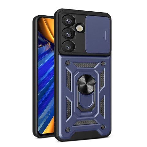 Etui pancerne Hybrid Armor Camshield z osłoną aparatu i metalowym ringiem do Samsung Galaxy S25 - niebieskie Etui pancerne Hybrid Armor Camshield z osłoną aparatu i metalowym ringiem do Samsung Galaxy S25 - niebieskie
