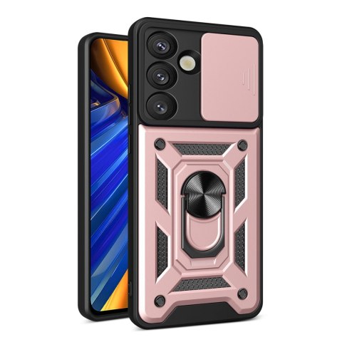 Etui pancerne Hybrid Armor Camshield z osłoną aparatu i metalowym ringiem do Samsung Galaxy S25 - różowe Etui pancerne Hybrid Armor Camshield z osłoną aparatu i metalowym ringiem do Samsung Galaxy S25 - różowe