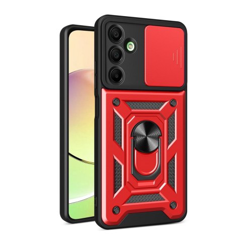 Etui pancerne Hybrid Armor Camshield z osłoną aparatu i metalowym ringiem do Samsung Galaxy A16 / A16 5G - czerwone Etui pancerne Hybrid Armor Camshield z osłoną aparatu i metalowym ringiem do Samsung Galaxy A16 / A16 5G - czerwone