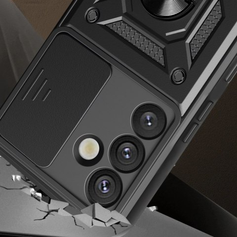 Etui pancerne Hybrid Armor Camshield z osłoną aparatu i metalowym ringiem do Samsung Galaxy S25+ - czarne Etui pancerne Hybrid Armor Camshield z osłoną aparatu i metalowym ringiem do Samsung Galaxy S25+ - czarne